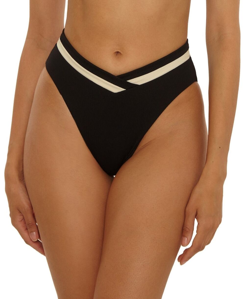 Becca Women's Color-Block High-Waist Swim Bottoms Black Size L 1038